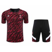 21-22 AC Milan Red Soccer Football Training Suit (Shirt + Short) Man