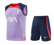 23-24 Liverpool Light Purple Soccer Football Training Kit (Singlet + Short) Man