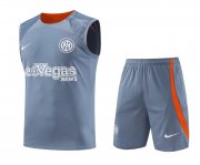 23-24 Inter Milan Light Grey Soccer Football Training Kit (Singlet + Short) Man