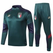 2019-20 Italy Half Zip Green Men Soccer Football Sweater + Pants