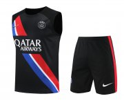 23-24 PSG Black Soccer Football Training Kit (Singlet + Short) Man