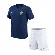 2022 France Home Soccer Football Kit (Top + Shorts) Youth