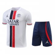 23-24 PSG x Jordan White Short Soccer Football Training Kit (Top + Short) Man