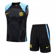 21-22 Inter Milan Black Soccer Football Training Kit (Singlet + Short) Man