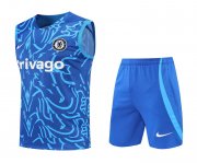 22-23 Chelsea Blue 3D Soccer Football Training Kit (Singlet + Pants) Man
