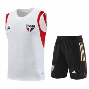 23-24 Sao Paulo FC White Soccer Football Training Kit (Singlet + Short) Man