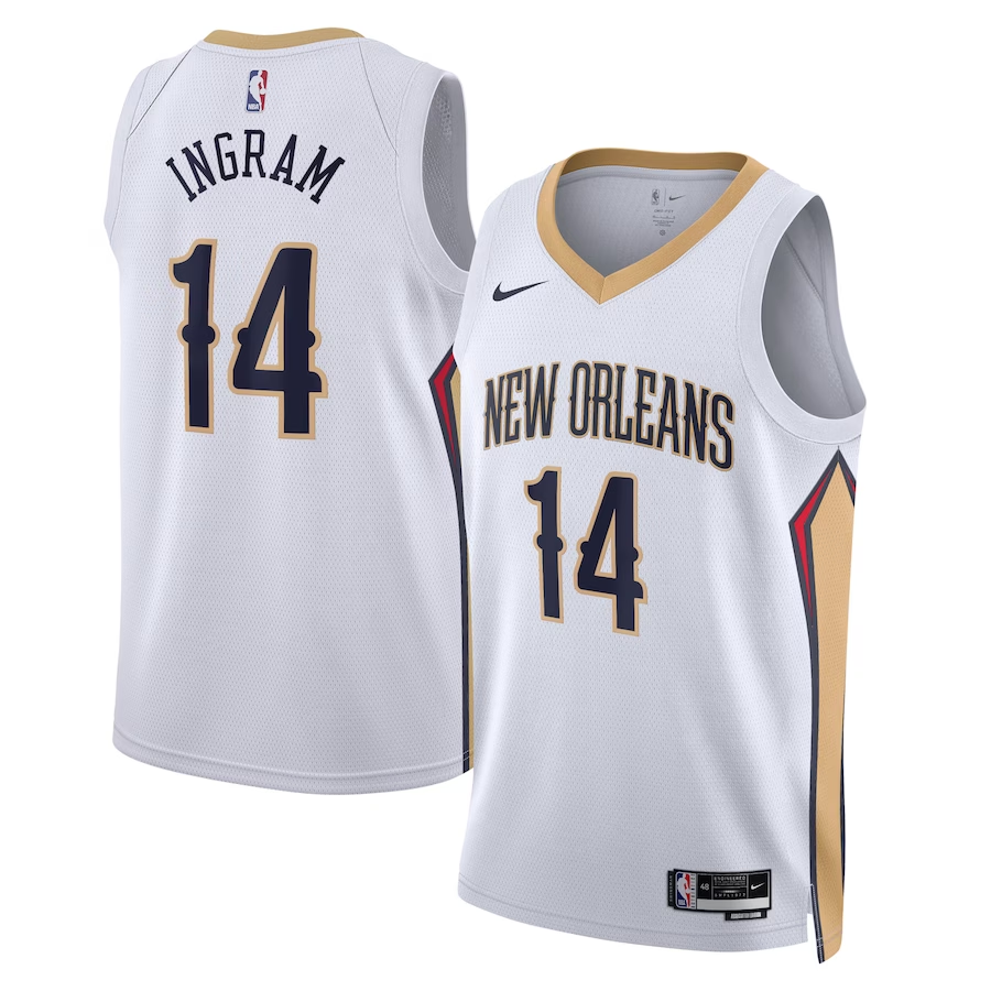 23-24 Orleans Pelicans White Swingman Jersey - Association Edition Man #INGRAM - 14